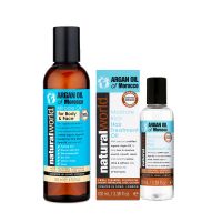 Λάδι Ανάπλασης για Σημάδια, Ουλές & Ραγάδες Argan Oil of Morocco Natural World, 200ml + Λάδι Μαλλιών Moisture Rich Treatment Natural World, 100ml
