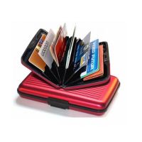 Ανθεκτικό πορτοφόλι αλουμινίου με RFID προστασία ασφαλείας χρώματος κόκκινο
